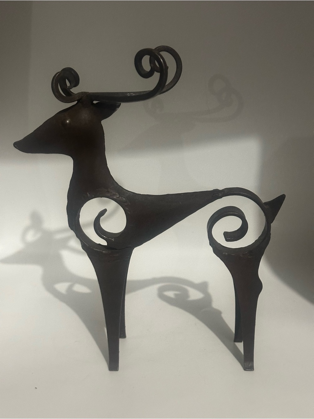 Decorative Metal Deer Sculpture in Dark Brown